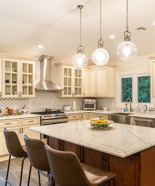 modern cream white kitchen island with countertop