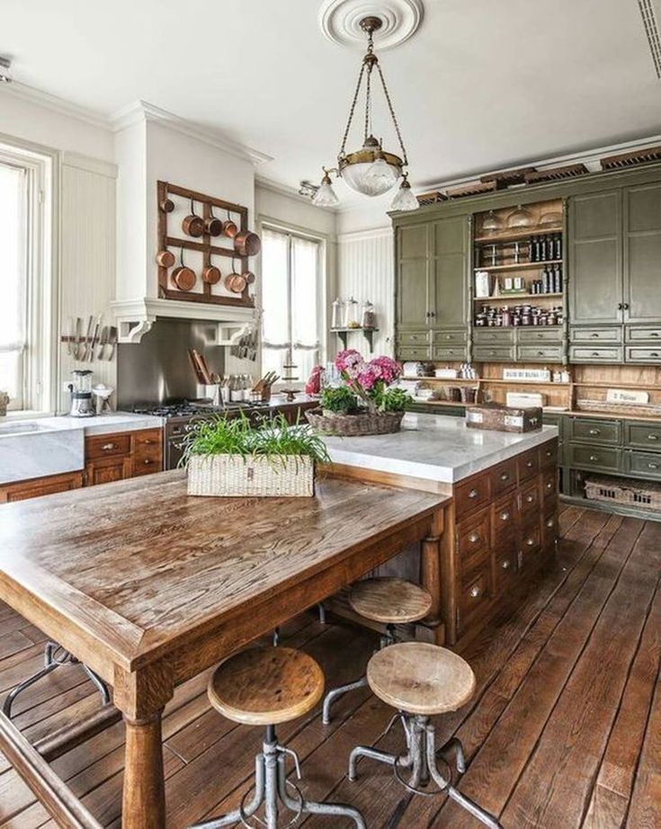 Rustic wood-finished furniture and kitchen decor