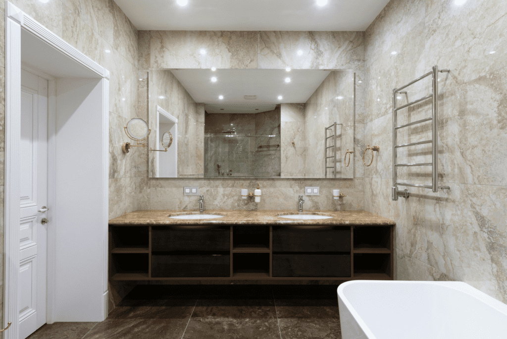 Tips to Achieve a Spa-Like Bathroom: Choose Open Shelving Vanity