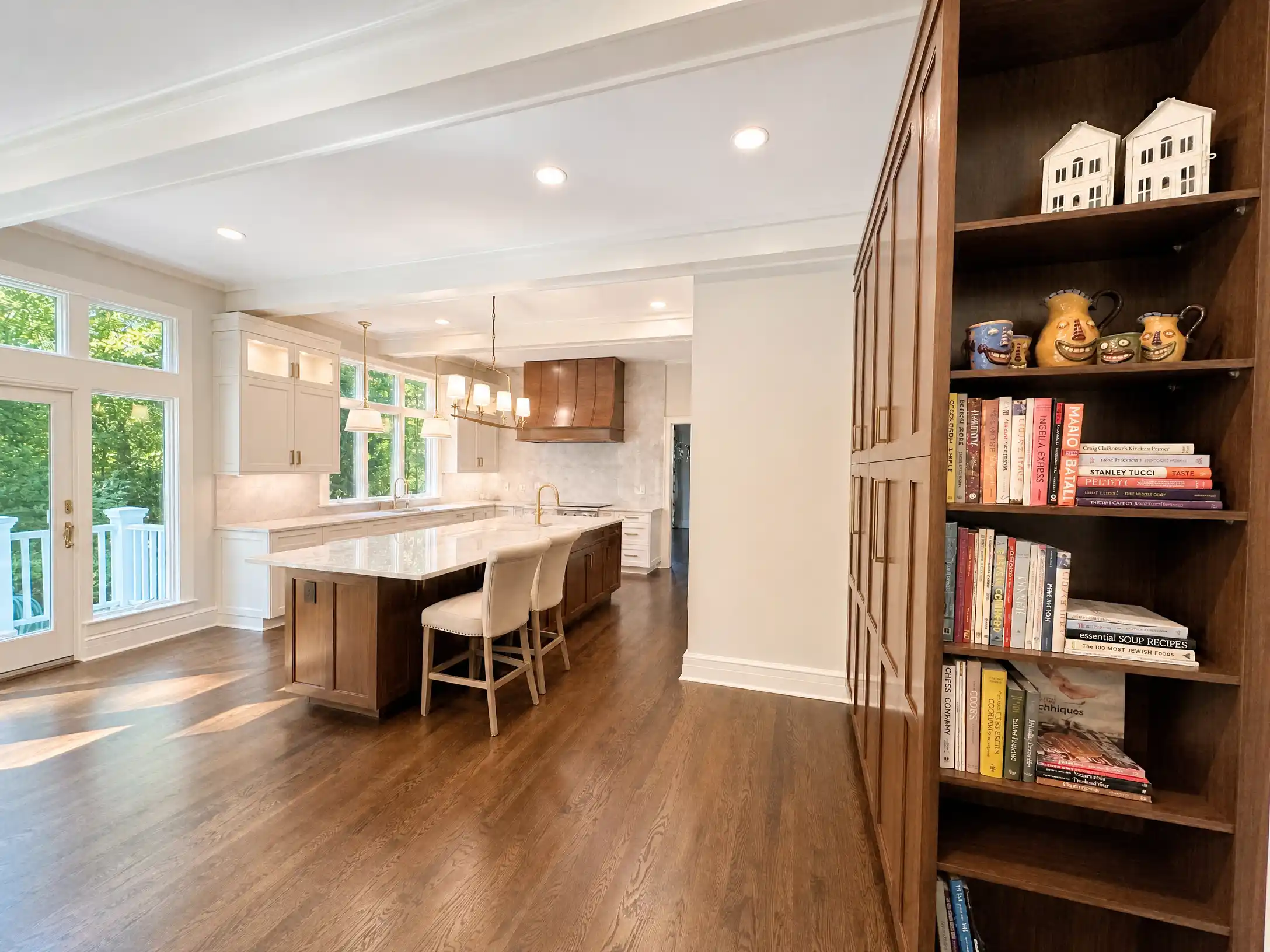 newly kitchen remodeled with books and kitchen accessoriess for added aesthetics.