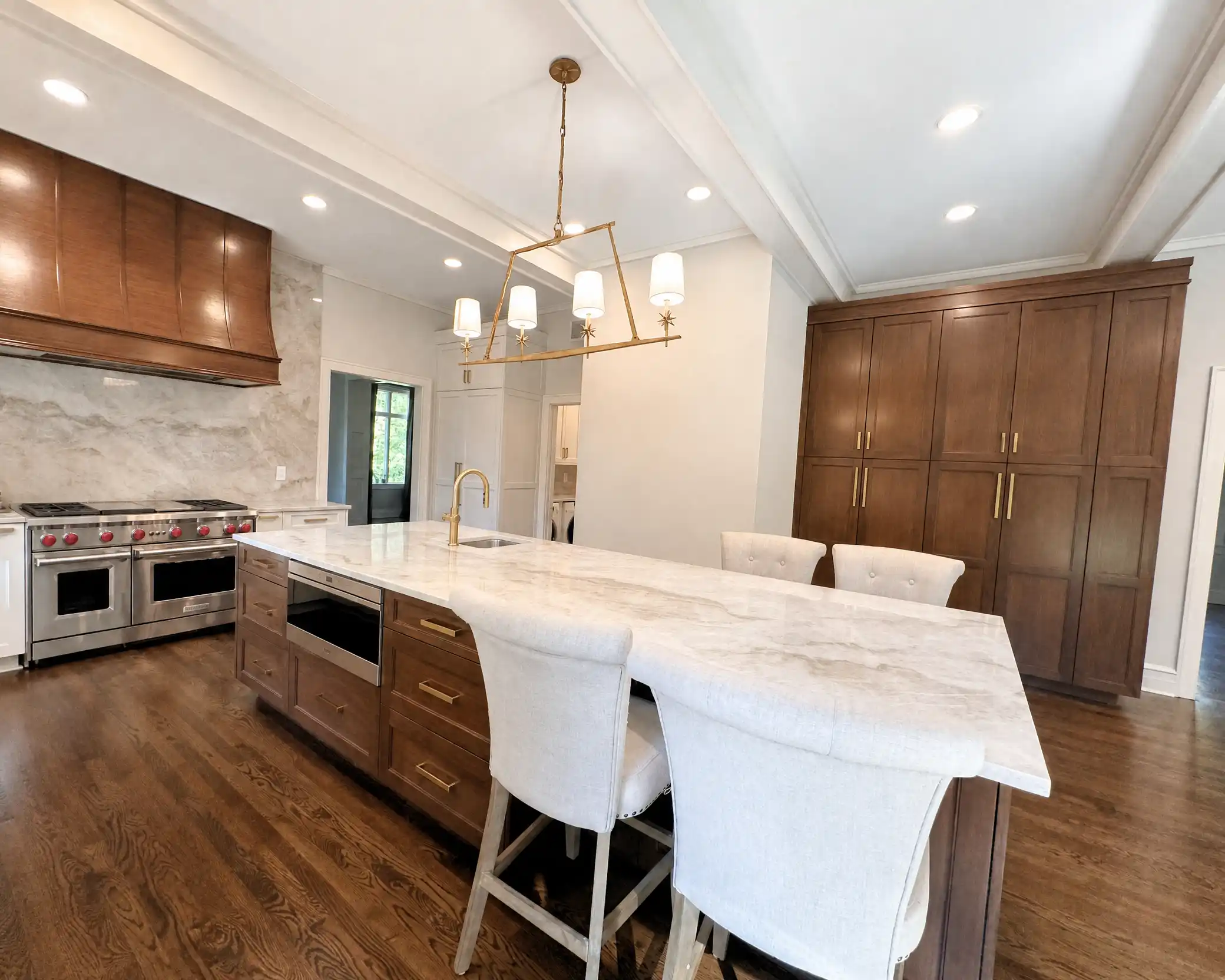 countertop kitchen with wooden brown color scheme